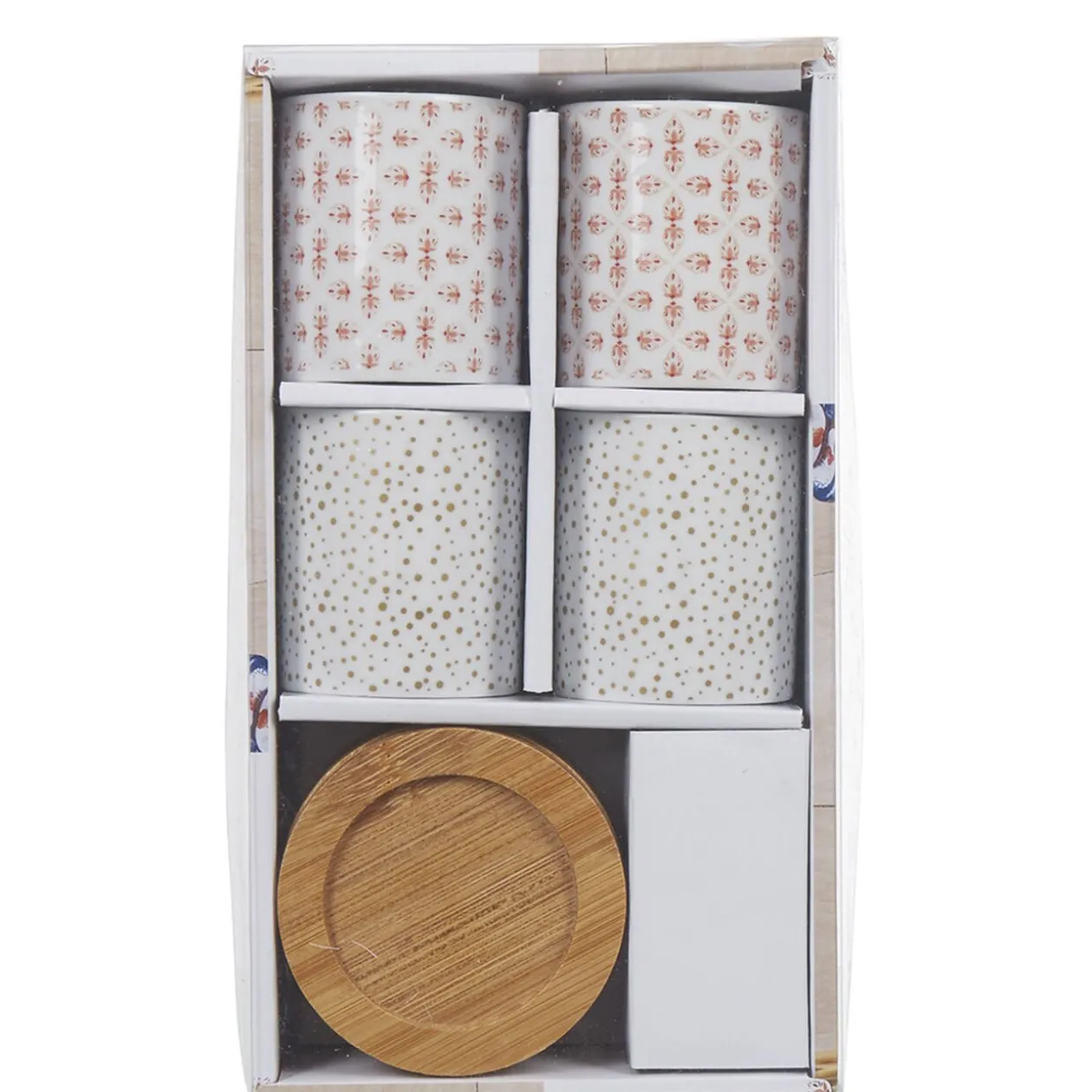 4 gobelets expresso avec sous tasse bois