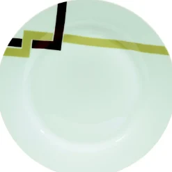 Assiette à dessert blanche décor lignes