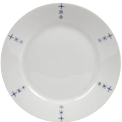 Assiette à dessert blanche décor aile bleu