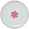 Assiette à dessert blanche décor flocon rouge