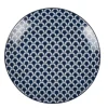 Assiette à dessert bleu foncé et blanc motif vague seigaiha