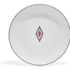 Assiette à dessert décor gris avec liseré rouge