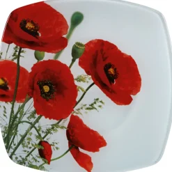 Assiette à dessert design coquelicot