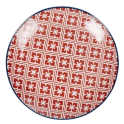 Assiette à dessert design carreaux de ciment rouge