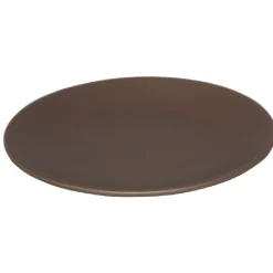 Assiette à dessert en faïence uni taupe