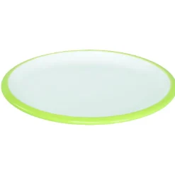 Assiette à dessert en faience contour bicolore