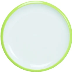 Assiette à dessert en faience contour bicolore