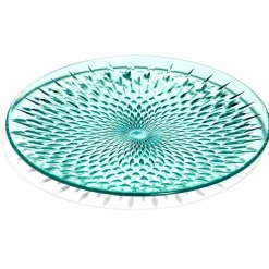 Assiette à dessert en plastique bleu effet martelé