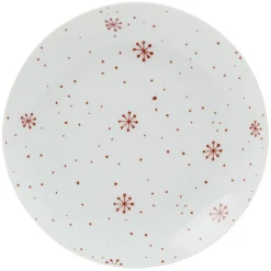 Assiette à dessert en porcelaine motif flocon rouge
