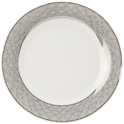 Assiette à dessert en porcelaine motif argenté