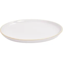 Assiette à dessert faïence gris avec liseré crème