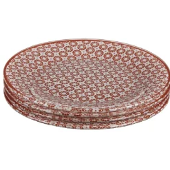 Assiette à dessert Micro blanc et rouge fleurs à pois x4