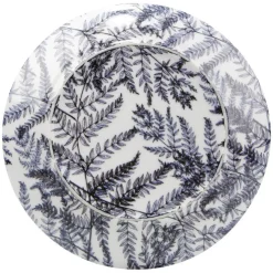 Assiette à dessert motif feuillage bleu et blanc