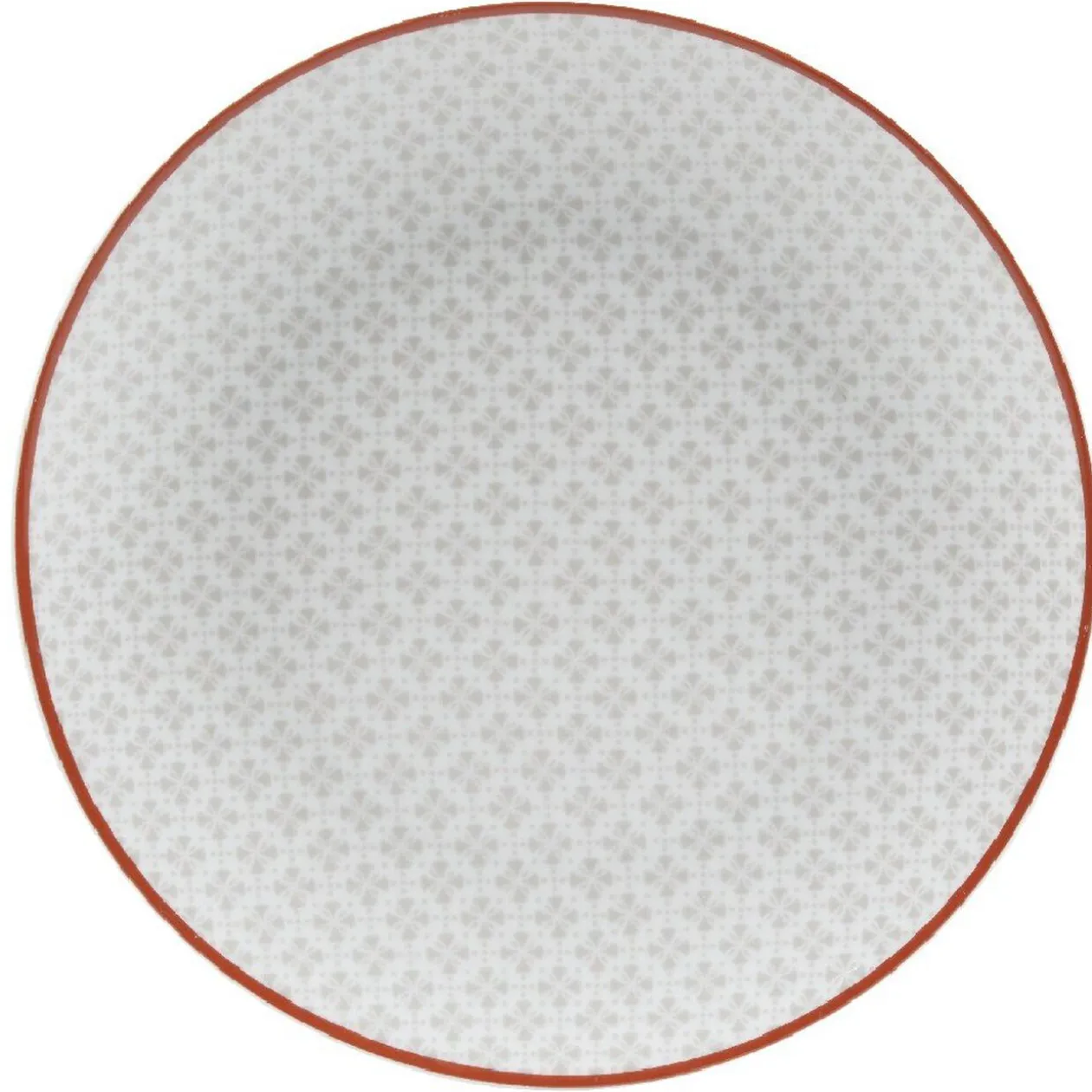 Assiette à dessert Oreige décor trèfles à bord rouge x4