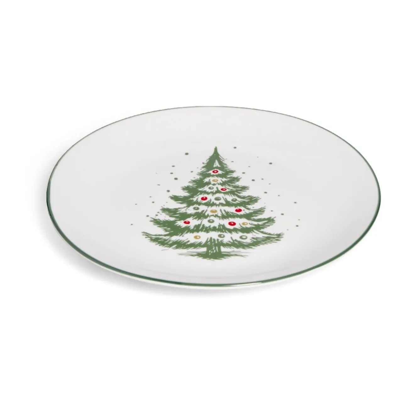 Assiette à dessert porcelaine blanche motif sapin de Noël Ø19cm