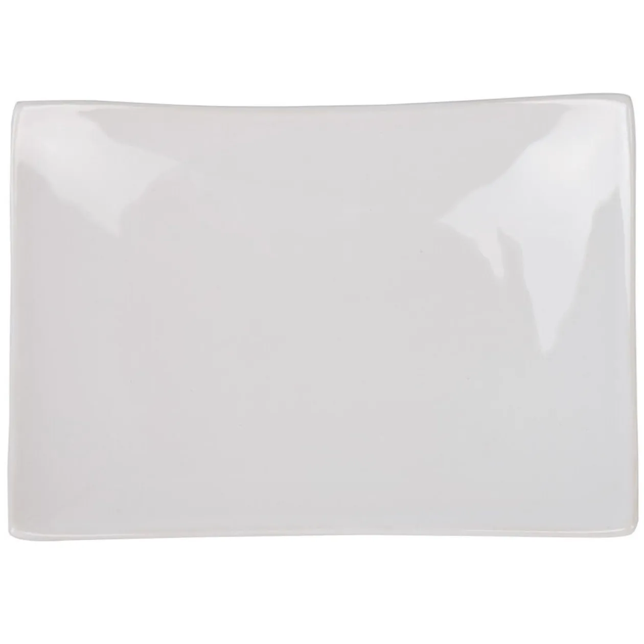 Assiette à dessert rectangulaire blanche incurvée