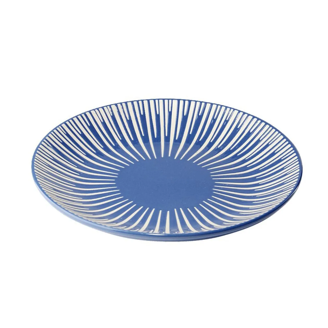 Assiette à dessert Rio en faïence bleu et blanc Ø19cm