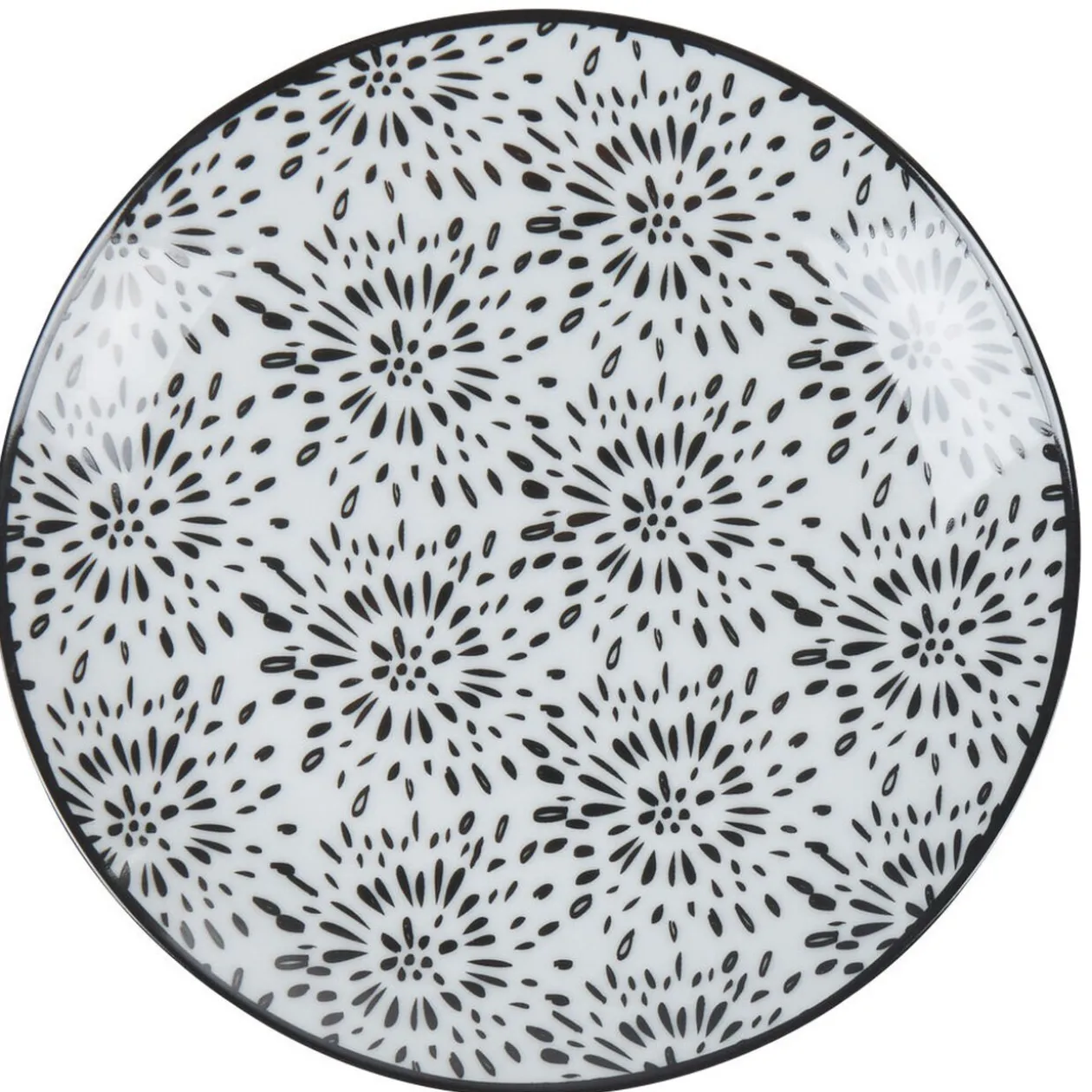 Assiette à dessert ronde blanche et noire Sara
