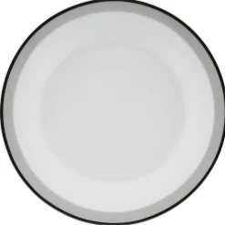 Assiette à dessert ronde blanche bordure gris noir Lizzy