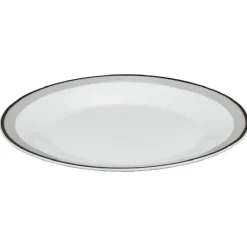 Assiette à dessert ronde blanche bordure gris noir Lizzy
