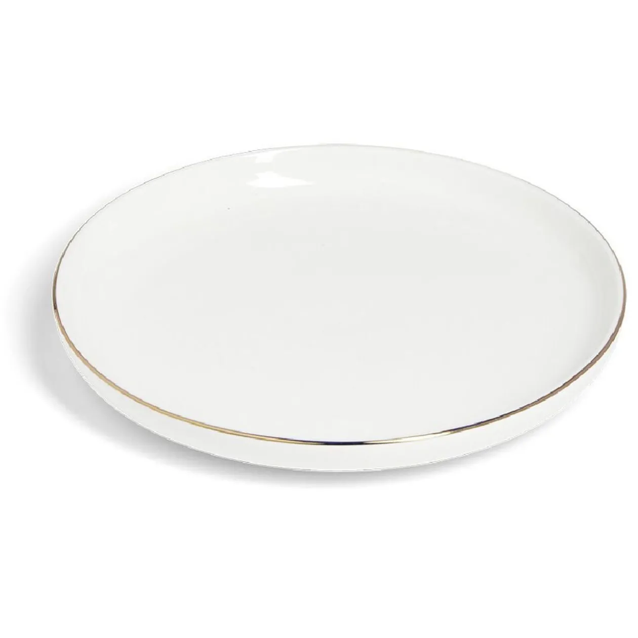 Assiette à dessert ronde blanc et doré Ø19cm porcelaine