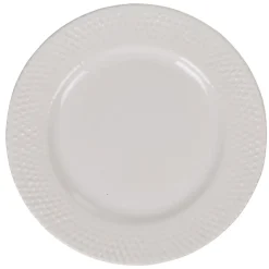 Assiette à dessert ronde céramique rebord embossé uni blanc
