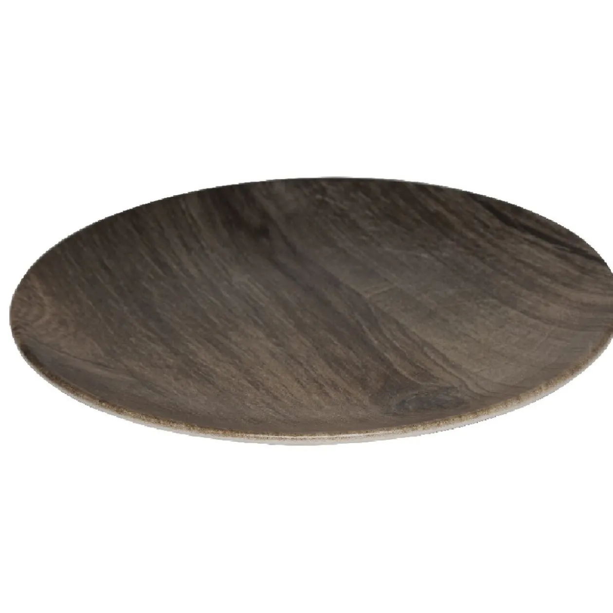 Assiette à dessert ronde décor imitation bois