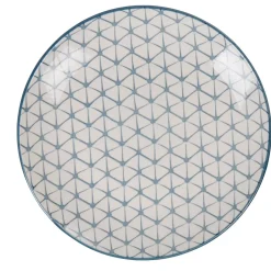 Assiette à dessert ronde motif géométrique bleu Urban