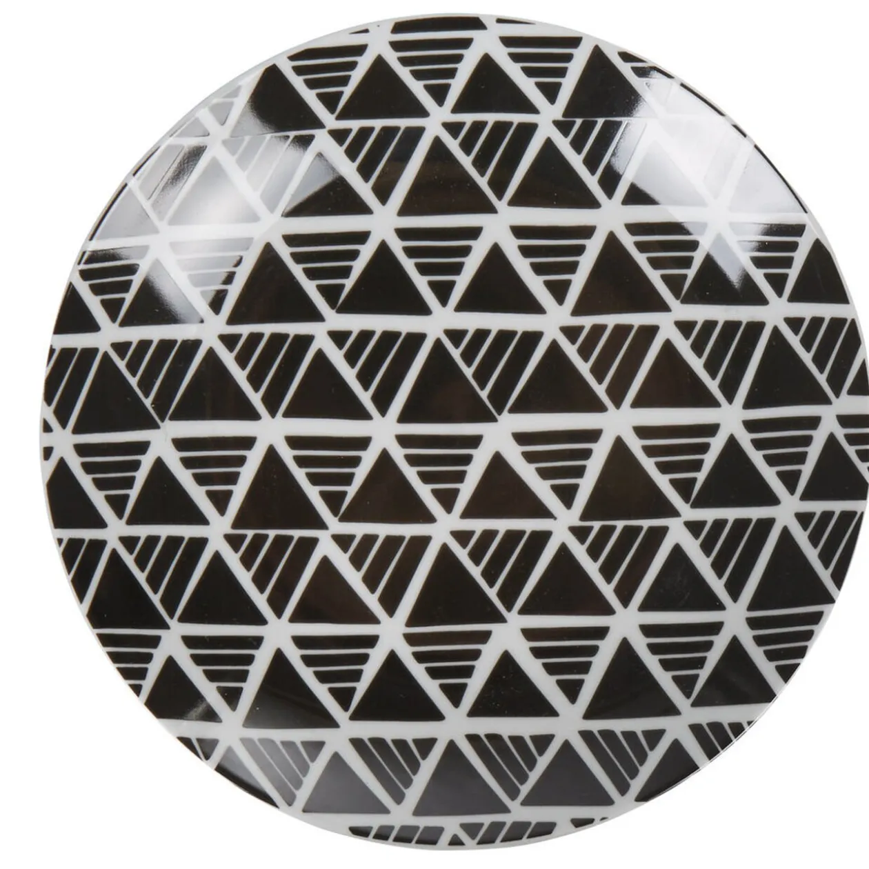 Assiette à dessert ronde porcelaine zig zag blanc gris