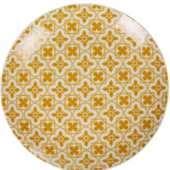 Assiette à dessert ronde rétro jaune moutarde Dolce Vita