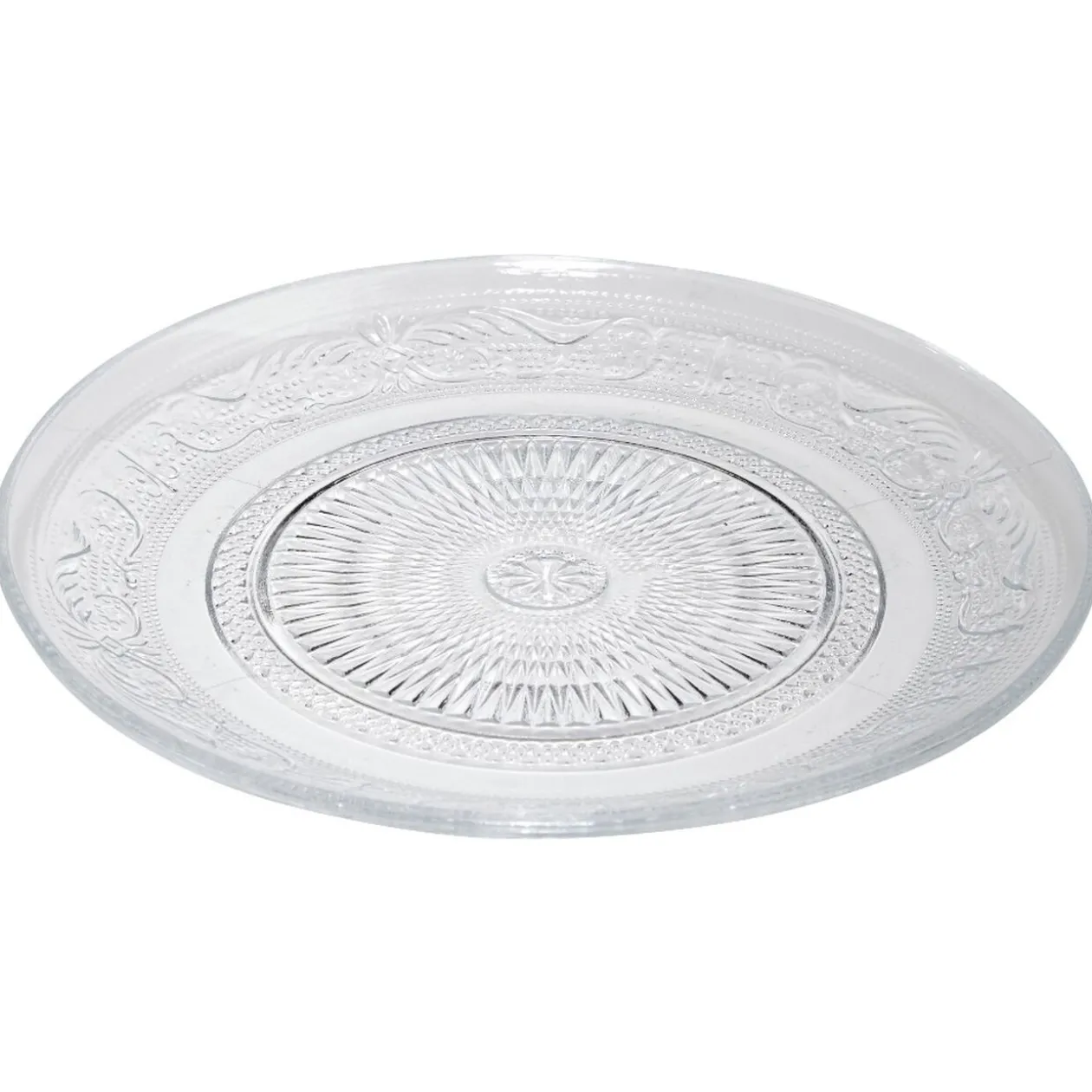 Assiette à dessert ronde transparente ciselée