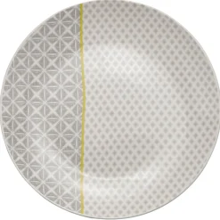 Assiette à dessert Zanzibar motif géométrique blanc et gris