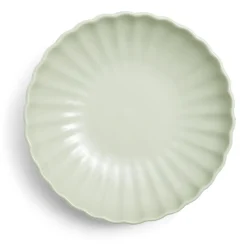 Assiette à soupe Venise rebord ondulé faïence vert sauge Ø20cm