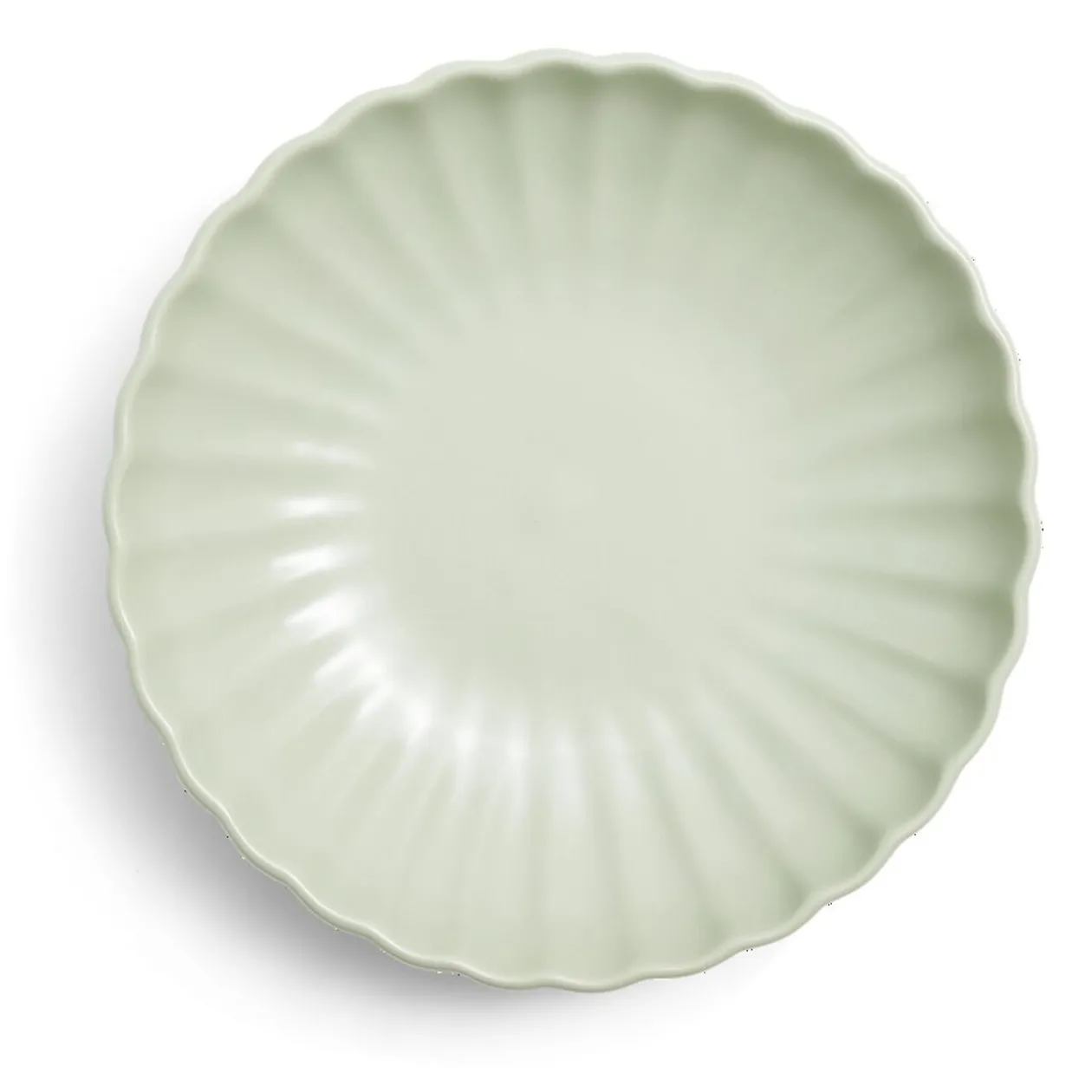 Assiette à soupe Venise rebord ondulé faïence vert sauge Ø20cm