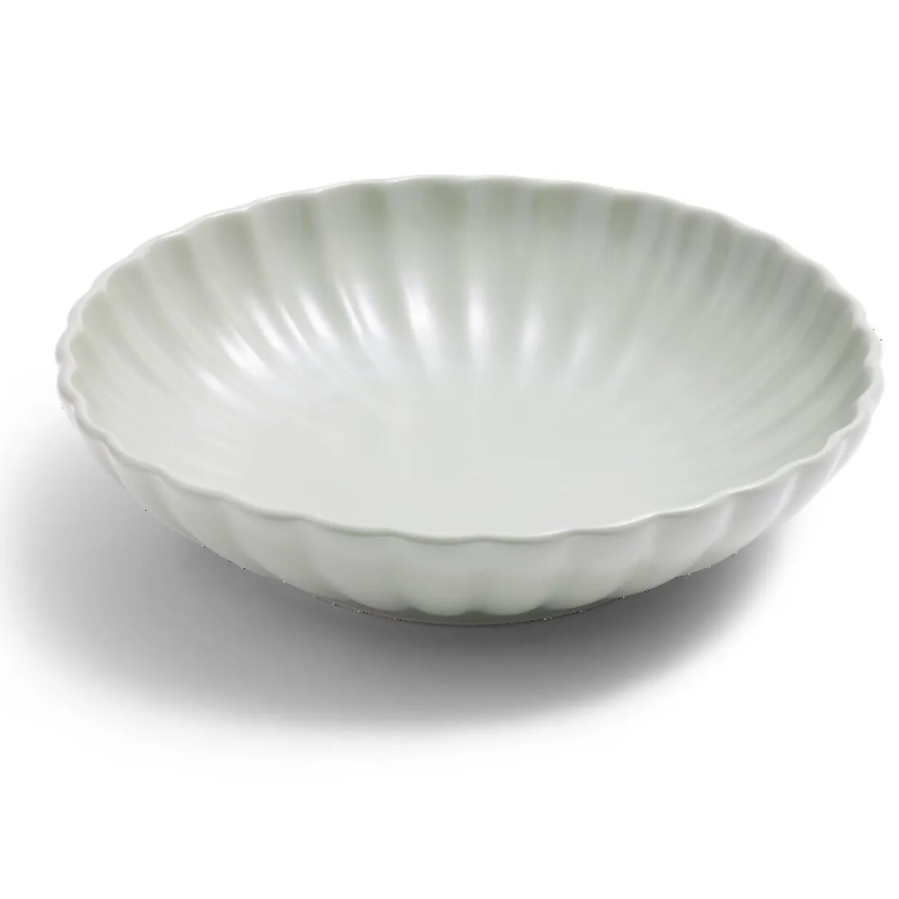 Assiette à soupe Venise rebord ondulé faïence vert sauge Ø20cm