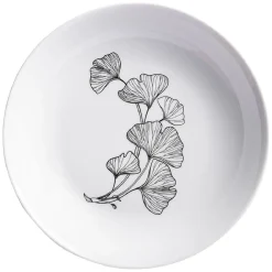 Assiette creuse décor fleur blanc noir