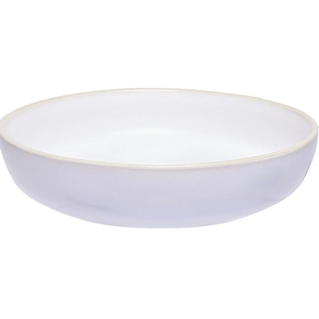 Assiette creuse en faïence blanc avec liseré crème