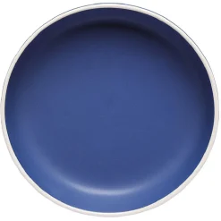 Assiette creuse en faïence bleu avec liseré blanc
