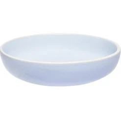 Assiette creuse en faïence bleu turquoise avec liseré crème