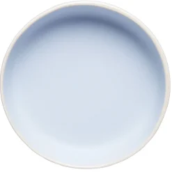 Assiette creuse en faïence bleu turquoise avec liseré crème