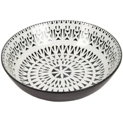 Assiette creuse en porcelaine motif intérieur et extérieur coloré