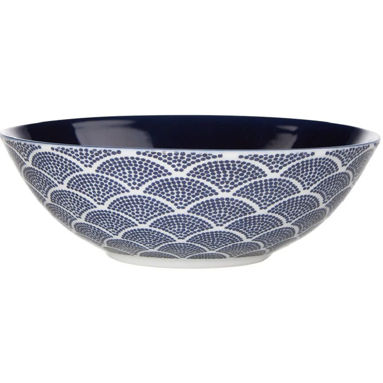 Assiette creuse motif vague japonaise bleue et blanche