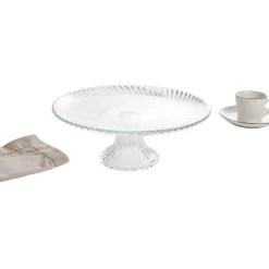 Assiette de présentation sur pied verre transparent Ø25,7xH9cm