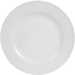 Assiette plate blanche bordure à rainures