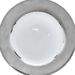 Assiette plate blanche contour argenté