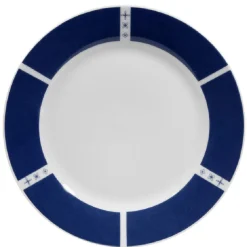 Assiette plate blanche décor aile bleu