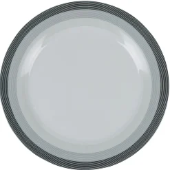 Assiette plate blanche et grise Sérénité Rayures