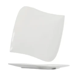Assiette plate carrée blanche
