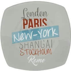 Assiette plate carrée design city