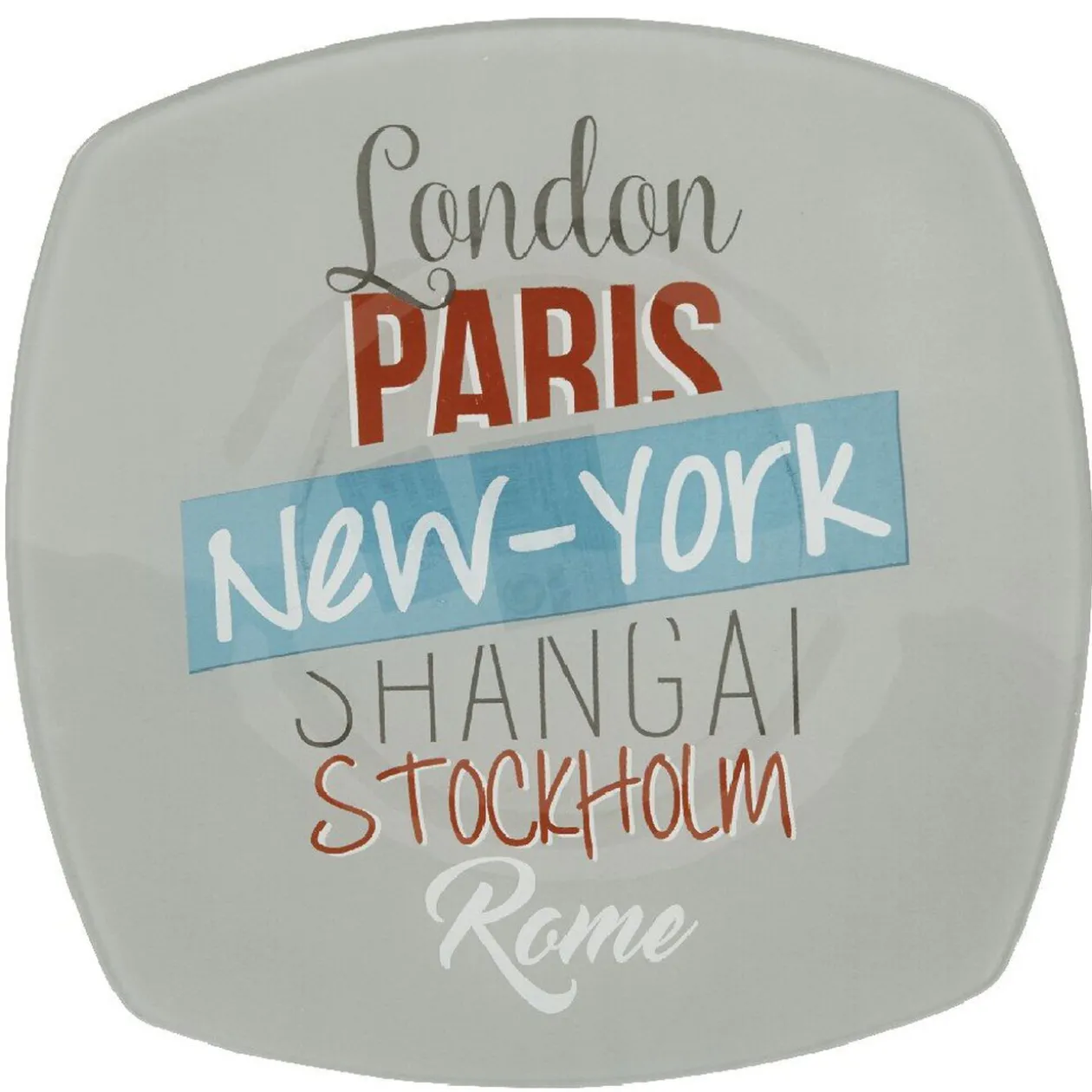 Assiette plate carrée design city